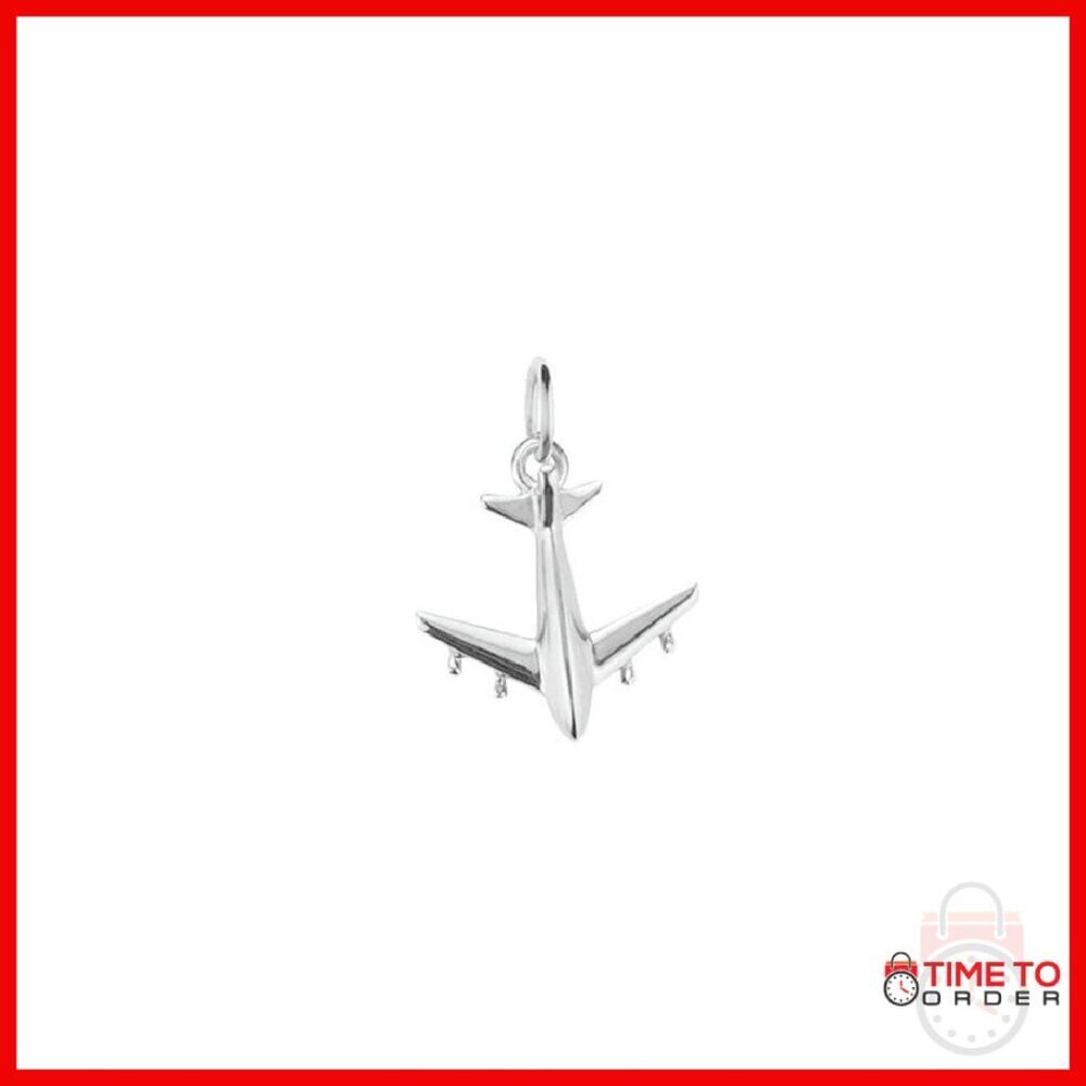 Sterling Silver Airplane Charm Bracelet Charm 14mm Travel Jewelry